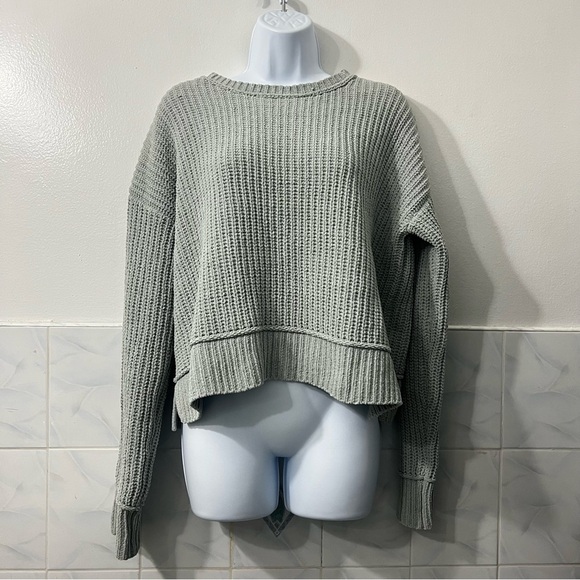 Aeropostale Sweaters - Aeropostale Chenille Knit Sage Oversized Cropped Sweater Women's M Coastal Cozy